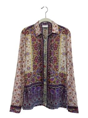 NWOT Pierre Louis Mascia Stitch Paisley/Floral Shirt in Lilac Multi Size S